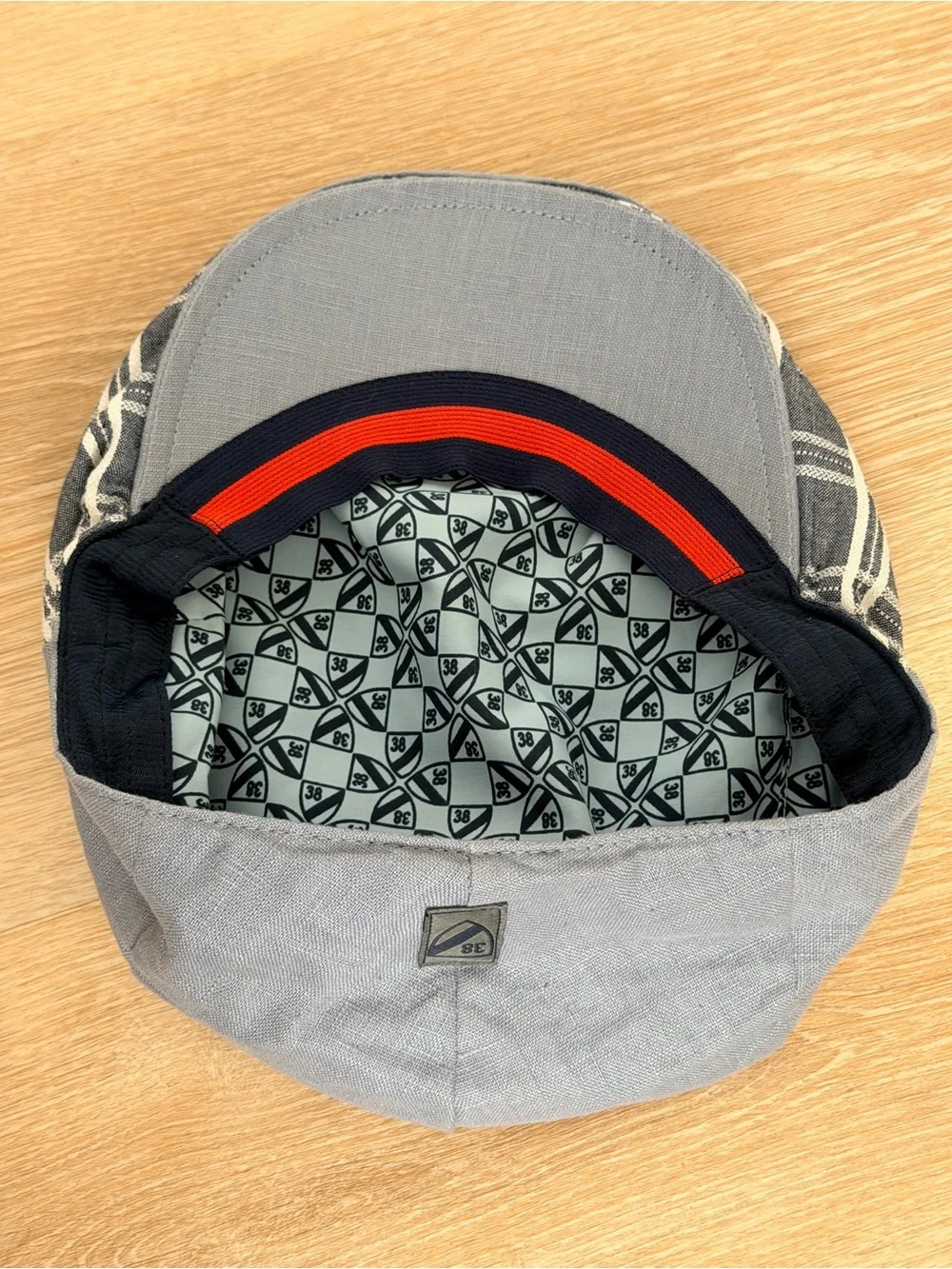 NWOT Linen Cotton Newsboy Flat Cap Blue Herringbone Driver Hat S M Golf Ivy